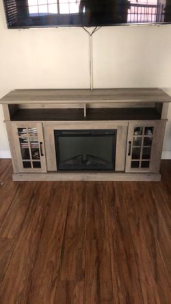TV stand with electric fireplace and heater