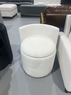 Velvet Vanity Chair with Storage, 360° Swivel Makeup Chair with Wave Back, No Assembly Small Accent Stool for Bedroom, Dressing, Living Room, White $9