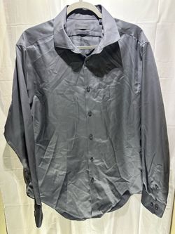 Calvin Klein Slim Fit Infinite Non Iron Gray Long Sleeve Button Up Shirt 17 34/35