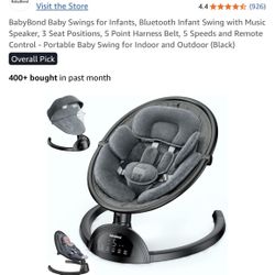 BabyBond Baby Swings for Infants, Bluetooth Infant Swing with Music Speaker, 3 Seat Positions