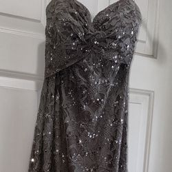 Taupe Sequin Strapless Dress 