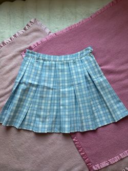 light blue plaid pleated mini skirt ⋆. 𐙚 ˚