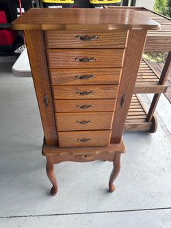 Standing Wooden Jewelry Cabinet