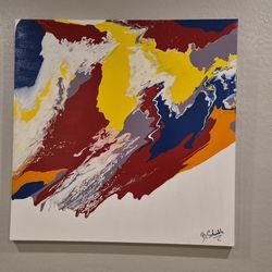 Abstract DIY Painting/Pouring Colorful Large 48 x 48 x 1.5"