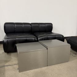 2 Piece Silver Metal Coffee Table Side By Side