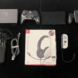 Nintendo Switch OLED Game Console 64GB( 1 JOYCON + HEADSET+ DOCK + PRO CONTROLLER + CORDS)