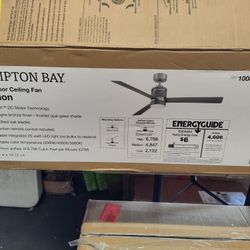 Hampton Bay Pavilion 56" Led Ceiling Fan With Remote In Brushed Gold