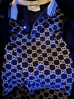 Navy and beige Gucci polo