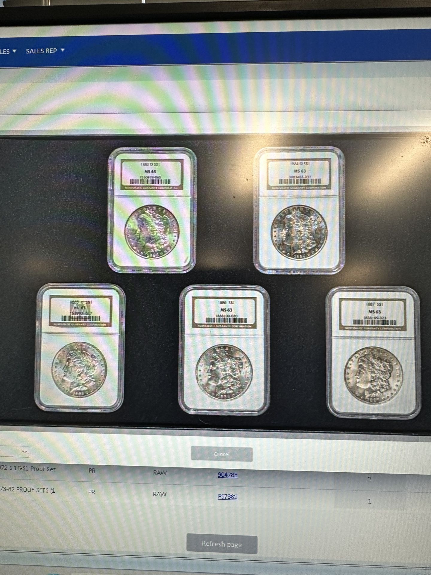 5 Morgan Silver Dollars NGC MS63