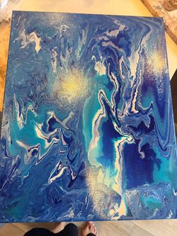 Fluid acrylic pour on canvas