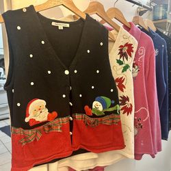 Vintage Holiday/Christmas Sweaters, Vest, Dress & More! 