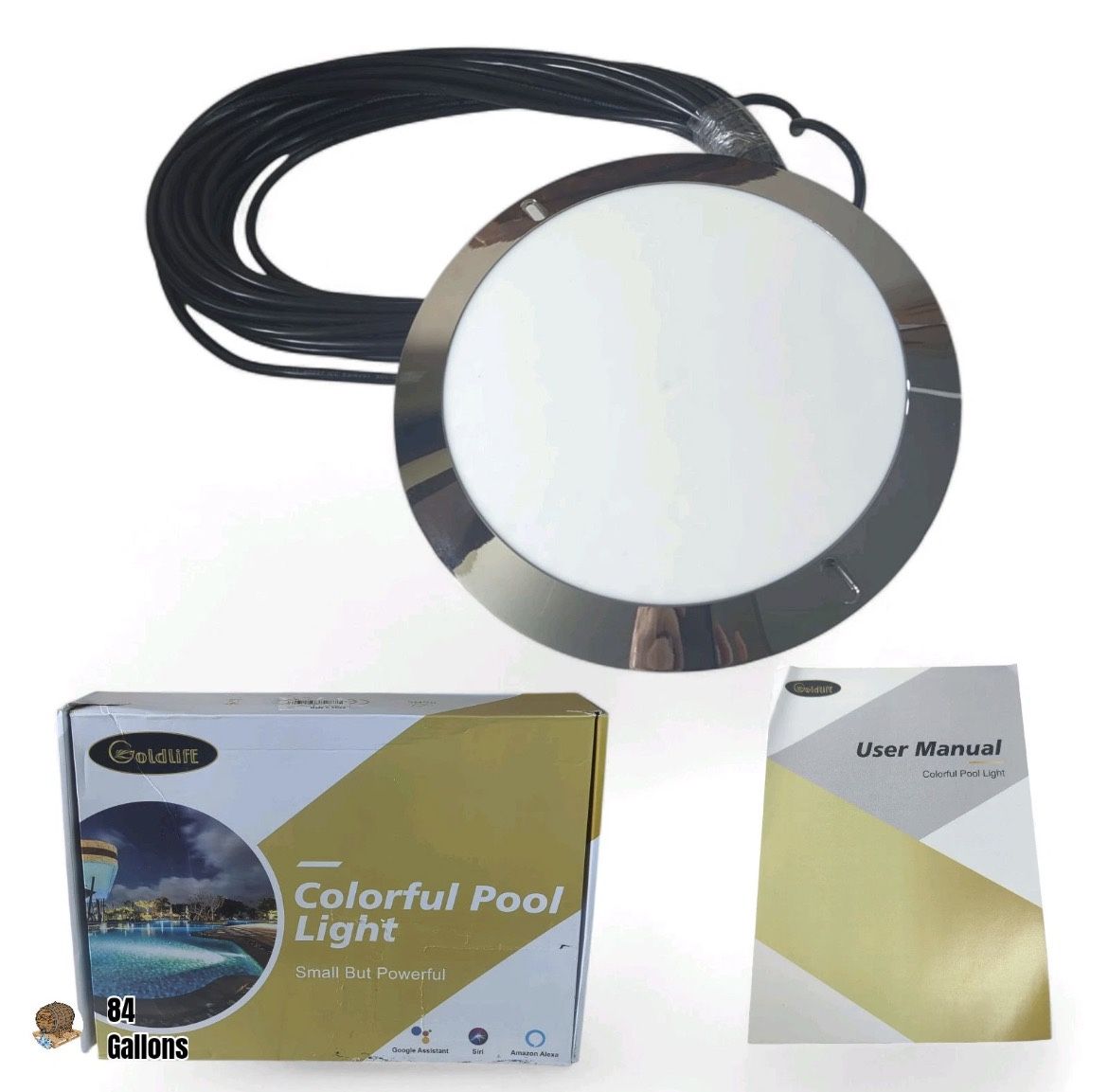 GOLDLIFE P6 6inch RGB LED Pool Light ONLY with 50ft Cable (Chrome)