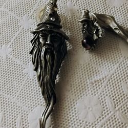 2 Pewter Merlin Wizard Jewelry Figurine 