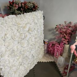 ✨WHITE ROSE WALL FLORAL WALL ROSE DECOR OFFICE SALON VANITY NURSERY EVENT WEDDING BRIDAL✨