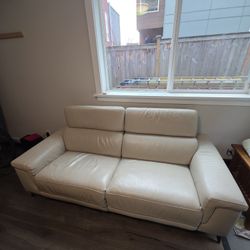 Kasala White Leather Couch