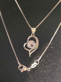 New, 2CT Round Cz Solitaire  Pendant 18in Box Chain 925 Stirling Silver