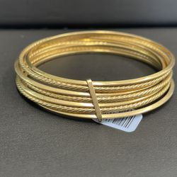 14kt Hollow 7 Day Bangle Set 