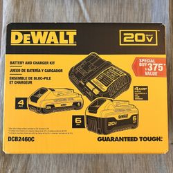 Dewalt 20V MAX Lithium-Ion 6.0Ah and 4.0Ah Battery and Charger Starter Kit