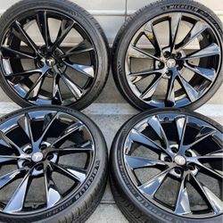 21” Tesla Original Factory Model S Twin Turbine Gloss Black Wheels Rims Tires TPMS OEM