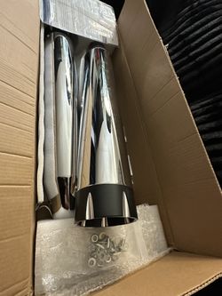 SHARKROAD Chrome 4.5 Inch Slip On Muffler Exhaust For Harley Touring 2017-UP,Harley Muffler for Street Glide, Road Glide, Road King, Electra Glide