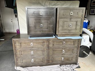 CA King Mattress, 2 night stands and large dresser