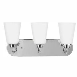 Generation Lighting Kerrville 18 in. 3-Light Chrome Traditional Transitional Bathroom Vanity Light with Satin Glass Shades and LED Bulbs Store SKU# 10