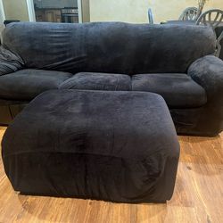Black Queen Bed Couch With Ottoman