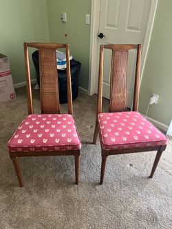 Vintage Mid-Century Cane Back Dining Chairs - Set of 2