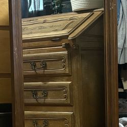 Vintage solid wood tall mirror