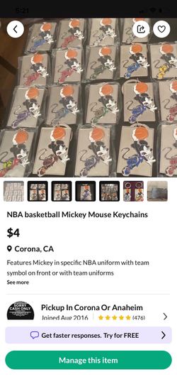 Walt Disney World NBA Disney Experience basketball keychain
