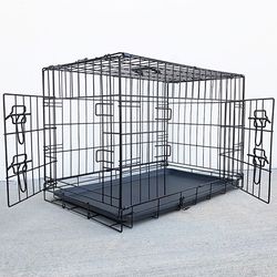 New in box $30 Folding 30” Dog Cage 2-Door Folding Pet Crate Kennel w/ Tray 30”x18”x20” 