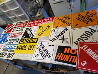 Lot of Vintage Warning and Hazard Signs