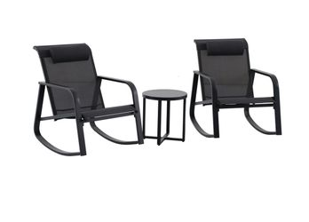 Mainstays Dashwood Steel 3-Piece Rocker Outdoor Chat Set, Black