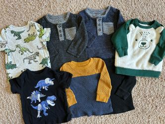 Baby/Toddler Boy Cat & Jack, Carter’s, Old Navy Shirts/tops Clothing Lot Size 12 Months (7 Items)