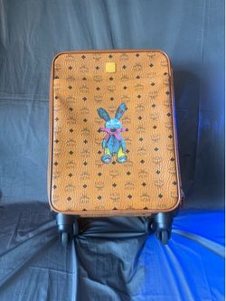 Authentic MCM Ottomar Cabin Trolley Suitcase - Cognac Visetos Blue Rabbit
