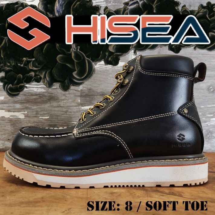 New HISEA Soft Toe 6‘’ Waterproof Slip Resistant Industrial & Construction Work Boots Botas Size: 8