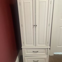 White Storage Cabinet Chest With 2 Drawers.