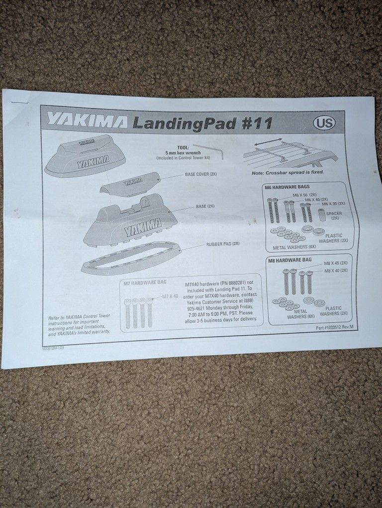 Yakima Landing Pad #11 Roof Rack Kit