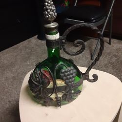 Vintage Green Bottle Grape &  Leaf Wrought-iron 