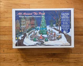 Vtg Dept 56 All Around The Park Village Animated Accessory Set 52477 W/ Box