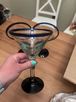 Blue rim martini glasses