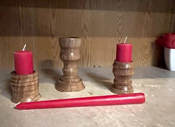 Set of 3 Black walnut candle holders