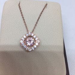 925  Sterling Silver Morgonite CZ Pendant 