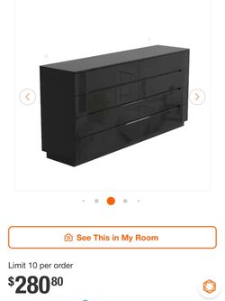 Black High-Gloss 6-Drawer Dresser