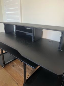 Modern Black 72" Executive Gaming Desk With Storage + Hutch