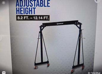 Strongway Adjustable Gantry Crane 6000 Lb with Beam & Chain Trolley