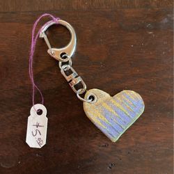 Tiny Leather Heart Key Chain 1x1 in Handmade 