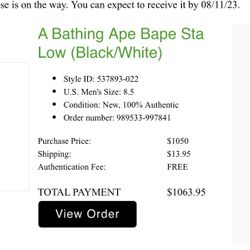 Bapesta Black Size 8.5 Men (No box) TAKING TRADES