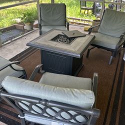Outdoor Fireplace And Chairs