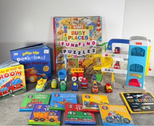 Kids Vehicle Books and Toy Bundle